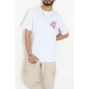 Kompak Penye Baskılı Unisex Oversize Tişört Beyazpembe - 55135.1872.