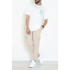 Kompak Penye Baskılı Unisex Oversize Tişört Beyazsarı - 55135.1872.