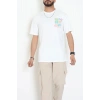 Kompak Penye Baskılı Unisex Oversize Tişört Beyazsarı - 55135.1872.