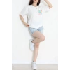 Kompak Penye Baskılı Unisex Oversize Tişört Beyazsarı - 55135.1872.