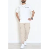 Kompak Penye Baskılı Unisex Oversize Tişört Beyazsiyah - 55135.1872.