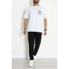 Kompak Penye Baskılı Unisex Oversize Tişört Beyazturuncu - 55135.1872.