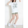 Kompak Penye Baskılı Unisex Oversize Tişört Beyazyeşil - 55135.1872.