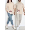 Kompak Penye Baskılı Unisex Oversize Tişört Camelkahve - 55135.1872.