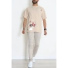 Kompak Penye Baskılı Unisex Oversize Tişört Camelkahve - 55135.1872.