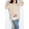 Kompak Penye Baskılı Unisex Oversize Tişört Camelkahve - 55135.1872.