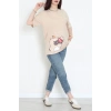 Kompak Penye Baskılı Unisex Oversize Tişört Camelkahve - 55135.1872.