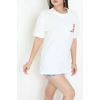 Kompak Penye Baskılı Unisex Oversize Tişört Ekrukahve - 55135.1872.