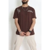 Kompak Penye Baskılı Unisex Oversize Tişört Kahveçiçekli - 55135.1872.