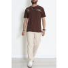 Kompak Penye Baskılı Unisex Oversize Tişört Kahveçiçekli - 55135.1872.