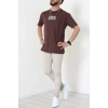 Kompak Penye Baskılı Unisex Oversize Tişört Kahveekru - 55135.1872.