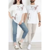 Kompak Penye Baskılı Unisex Oversize Tişört Kremkahve - 55135.1872.