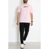 Kompak Penye Baskılı Unisex Oversize Tişört Pembesiyah - 55135.1872.