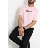 Kompak Penye Baskılı Unisex Oversize Tişört Pembesiyah - 55135.1872.