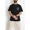 Kompak Penye Baskılı Unisex Oversize Tişört Siyahekru - 55135.1872.