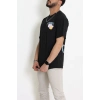 Kompak Penye Baskılı Unisex Oversize Tişört Siyahmavi - 55135.1872.