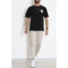 Kompak Penye Baskılı Unisex Oversize Tişört Siyahmavi - 55135.1872.