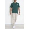 Kompak Penye Baskılı Unisex Oversize Tişört Zümrütyeşili - 55135.1872.