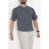 Kompak Penye Ünisex Baskısız Oversize Tişört Antrasit - 55045.1872.