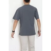 Kompak Penye Ünisex Baskısız Oversize Tişört Antrasit - 55045.1872.