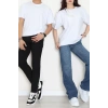 Kompak Penye Ünisex Baskısız Oversize Tişört Beyaz - 55045.1872.