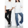 Kompak Penye Ünisex Baskısız Oversize Tişört Ekru - 55045.1872.