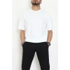 Kompak Penye Ünisex Baskısız Oversize Tişört Ekru - 55045.1872.