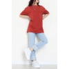 Kompak Penye Ünisex Baskısız Oversize Tişört Kiremit - 55045.1872.
