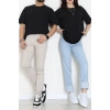 Kompak Penye Ünisex Baskısız Oversize Tişört Siyah - 55045.1872.