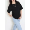 Kompak Penye Ünisex Baskısız Oversize Tişört Siyah - 55045.1872.