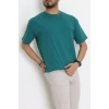 Kompak Penye Ünisex Baskısız Oversize Tişört Zümrüt - 55045.1872.