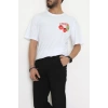 Kompakt Penye Unisex Tişört Beyazkırmızı1 - 55064.1872.