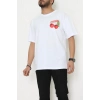 Kompakt Penye Unisex Tişört Beyazkırmızı1 - 55064.1872.