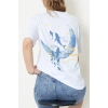 Kompakt Penye Unisex Tişört Beyazmavi - 55064.1872.