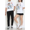 Kompakt Penye Unisex Tişört Beyazmavi3 - 55064.1872.