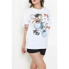 Kompakt Penye Unisex Tişört Beyazmavi3 - 55064.1872.