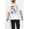 Kompakt Penye Unisex Tişört Beyazmavi3 - 55064.1872.