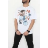 Kompakt Penye Unisex Tişört Beyazmavi3 - 55064.1872.
