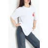 Kompakt Penye Unisex Tişört Kırmızıbeyaz - 55064.1872.