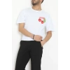 Kompakt Penye Unisex Tişört Kırmızıbeyaz - 55064.1872.