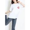 Kompakt Penye Unisex Tişört Kırmızıbeyaz - 55064.1872.