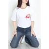 Kompakt Penye Unisex Tişört Kırmızıbeyaz - 55064.1872.