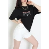 Kompakt Penye Unisex Tişört Kırmızısiyah - 55064.1872.