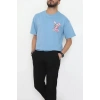 Kompakt Penye Unisex Tişört Mavipembe - 55064.1872.