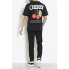Kompakt Penye Unisex Tişört Siyahkırmızı - 55064.1872.