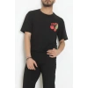 Kompakt Penye Unisex Tişört Siyahkırmızı - 55064.1872.