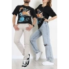 Kompakt Penye Unisex Tişört Siyahturuncu - 55064.1872.
