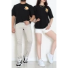 Kompakt Penye Unisex Tişört Turuncusiyah - 55064.1872.