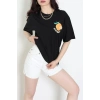 Kompakt Penye Unisex Tişört Turuncusiyah - 55064.1872.