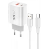 Konfulon C89Q 1 Adet 30W Type-C ve 1 Adet 22.5W USB Çıkışlı Ekstra DL49 1M USB to Type-C Kablolu PD Şarj Cihazı - Beyaz